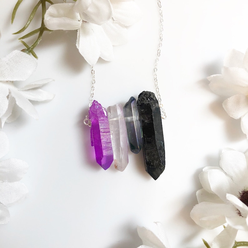 Asexual Pride Flag Crystal Necklace • Ace Flag Jewelry • Solid Sterling Silver Chain • LGBTQ Jewelry • Queer Babe • Ace Babe 