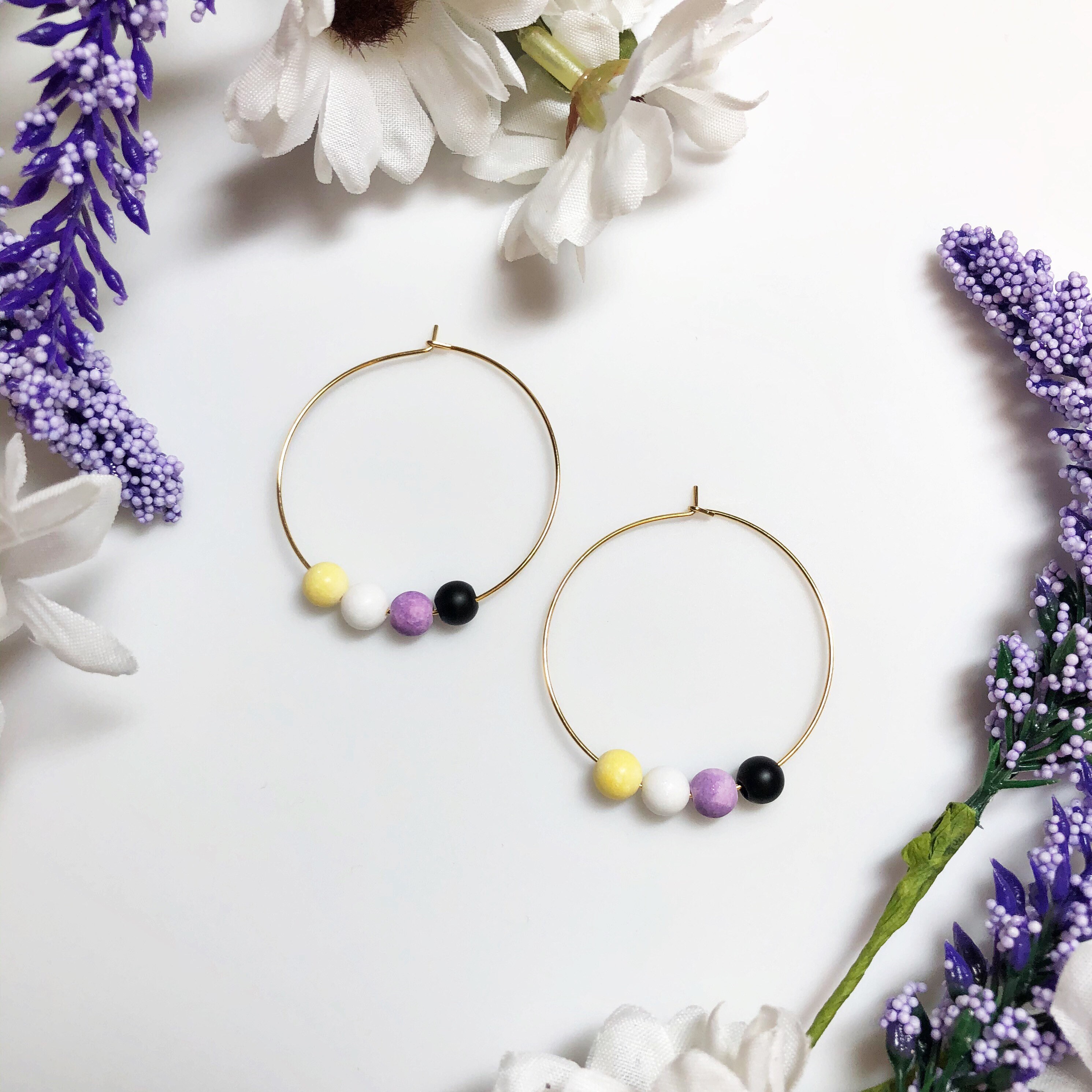 Nonbinary Flag Hoop Earrings Non-binary Pride Earrings - Etsy