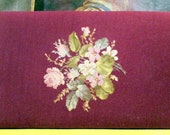 Needlepoint Bench Cover Floral Wall Hanging PIllow Mid Century Needlepoint
