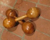 Spadling Barbells Early Century Wooden Exercise Dumbbells Hand Weights Exercise Arm Weight Lifting Antique Sporting Equipment