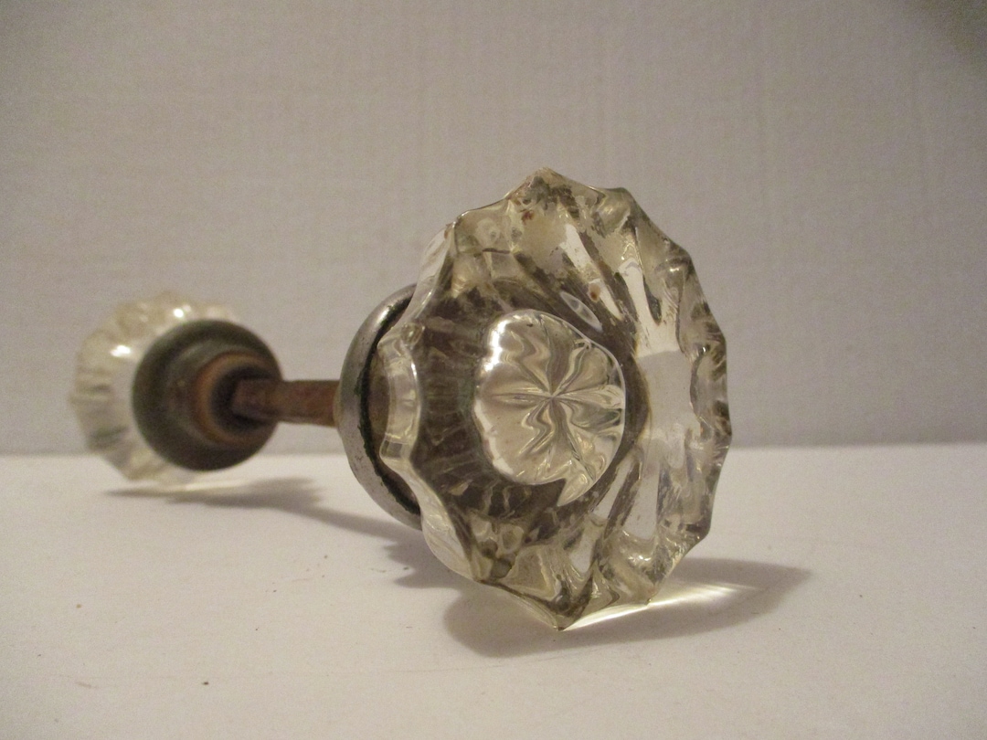 Cystal Door Knobs 12 Point Starburst Pattern With Spindle Etsy