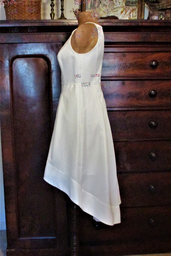 Halter Dress White High Low Hem Aiden Mattox Size… - image 4
