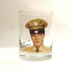 Elvis Army Portrait Signature Glass 10oz Tumbler Elvis Presley The King