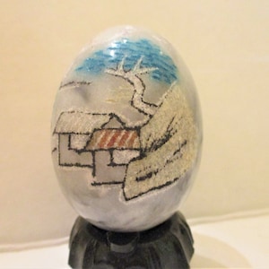 Alabaster Asian Hand Carved Egg