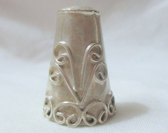 Sterling Silver Thimble Mid Century Thimble Ornate Sterling Silver