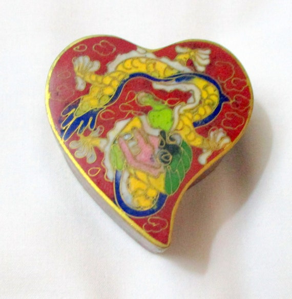 Cloisonne Enamel Heart Boxes Set of Three Nesting… - image 5