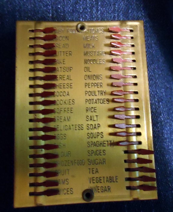 Vintage Metal Grocery Shopping List with Slide Tab Device Etsy