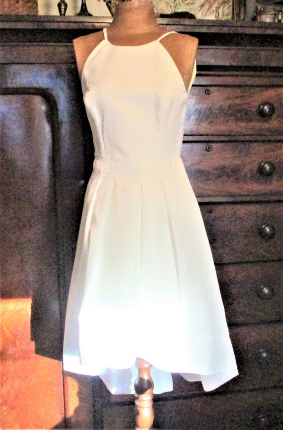 Halter Dress White High Low Hem Aiden Mattox Size… - image 3