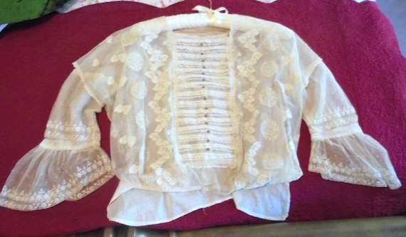 Victorian Lace Embroidered Tulle Wedding Blouse Fr