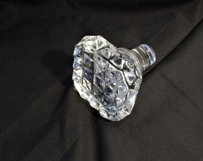 Crystal Decanter Stopper Square Diamond Cut Large 2.75 Inches Square