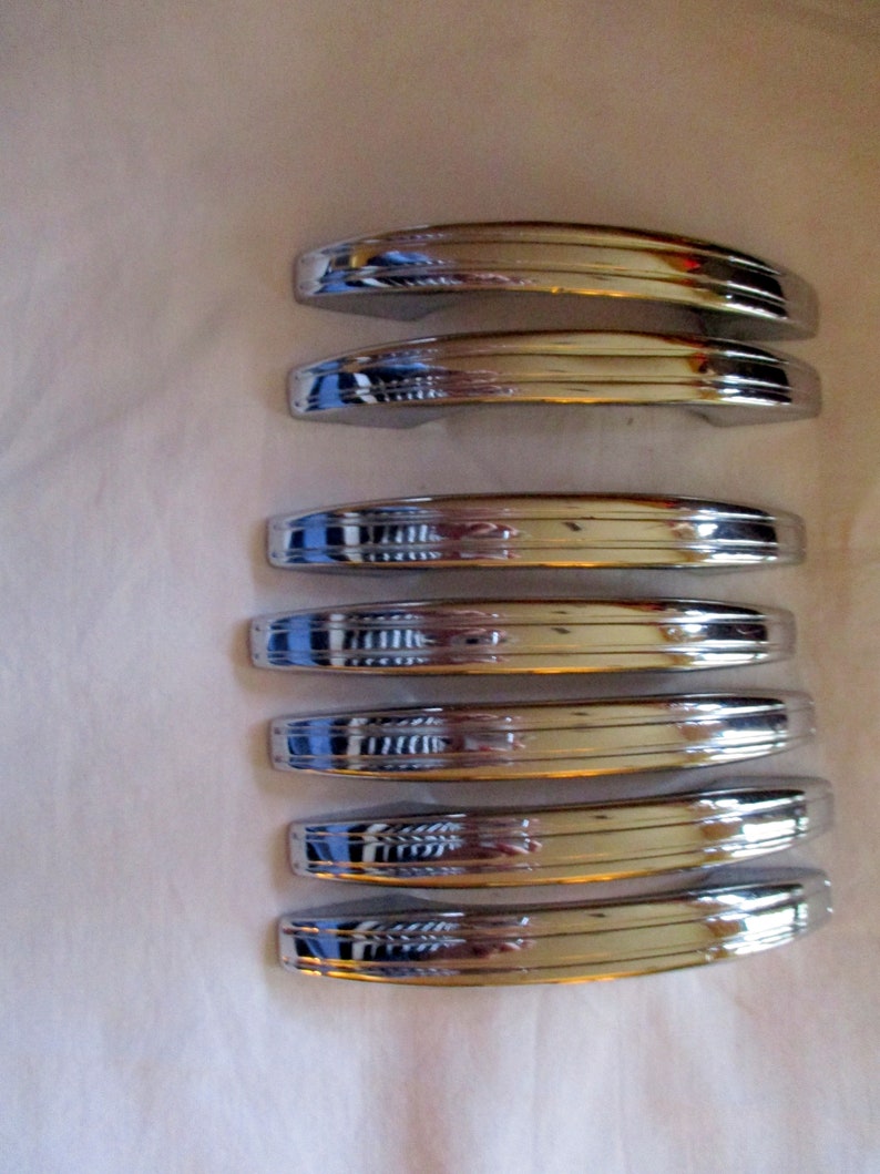 1930/'s 4.5 Inches Set of 7 Cabinet Handles Art Deco Drawer Handles Mid Century Modern National Lock Co