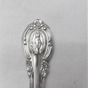 Virgin Mary Baby Spoon Vintage Sterling Silver by Creed 4 inches Long