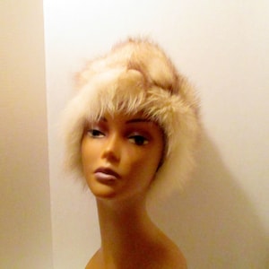 Fox Hat Silver Fox Hat  Mid Century Fox Fur Hat Hollywood Regency Glamorous Russian? Label Linda Free Shipping