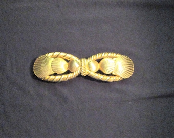 Mimi Di N Gold Tone Vintage 1988 Signed 2 Piece Seashell Belt Buckle