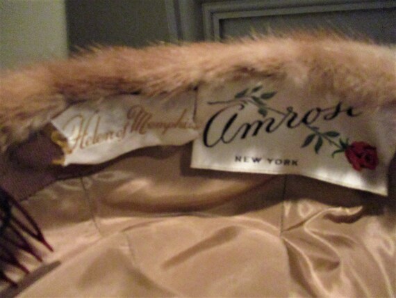 Amrose New York Vintage Mink Pillbox Hat Vintage Amrose New York Browns Mink Pillbox Hat Retro Mid  main image 4