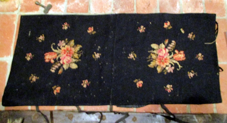 Needlepoint Piano Bench Cover Black Pink Roses Rose Buds Etsy