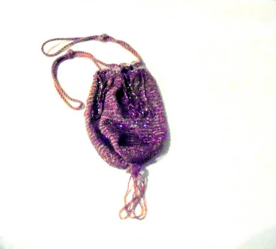 Beaded Gold Flapper Drawstring Evening Purse Free… - image 4