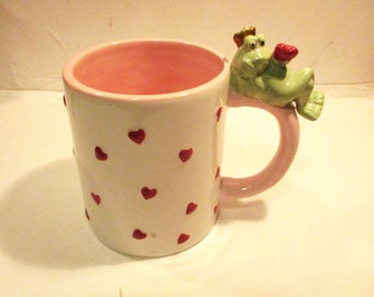 Ganz Frog Coffee Mug 3D Frog with Crown Hearts Ceramic Novelty Mug