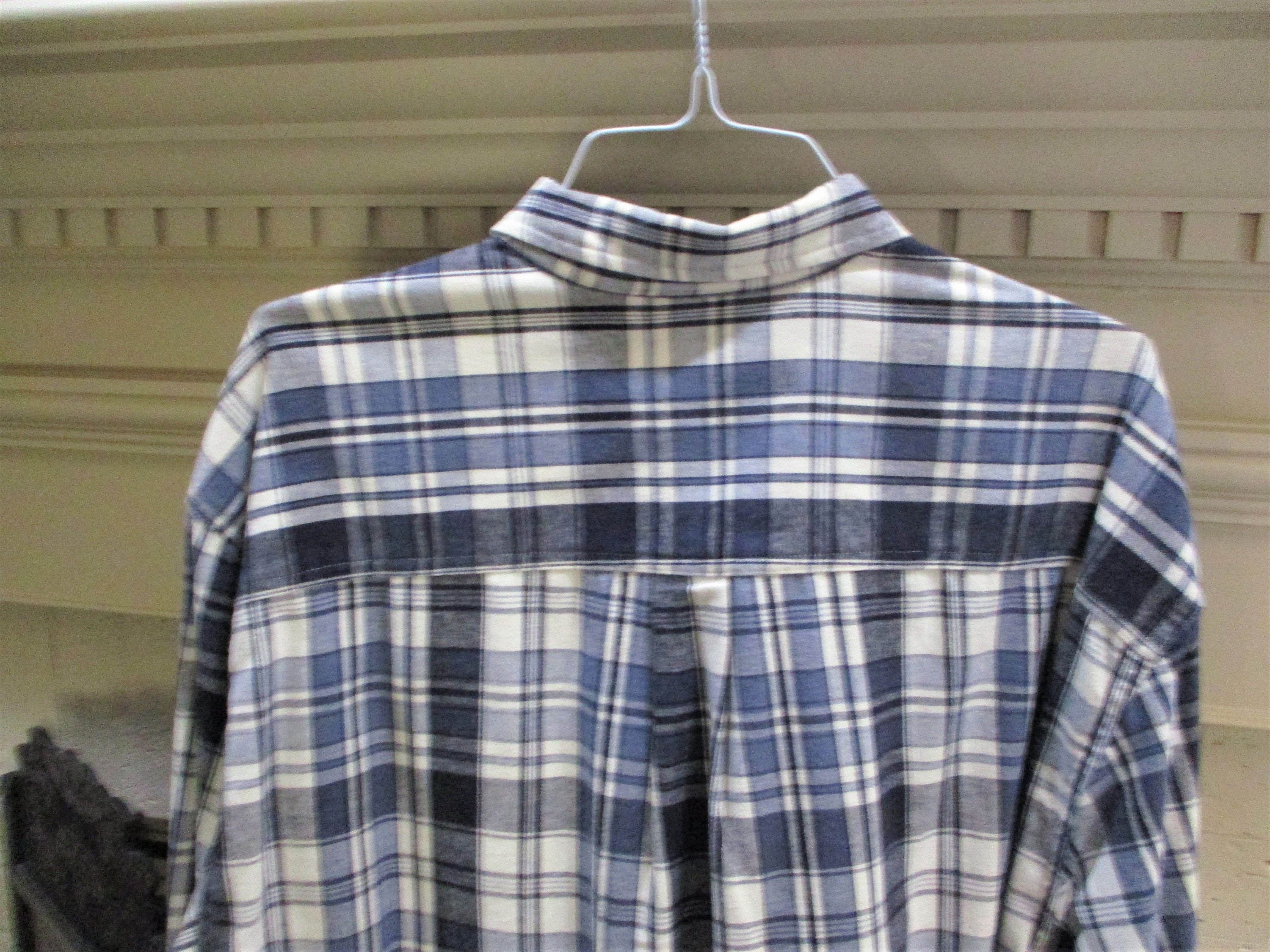 Chemise Robe à Carreaux Eddie Bauer Taille L - Bleu, Blanc, Jaune, Coton, Occasion Très Bon état