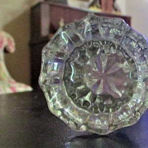 Crystal Doorknob Set Petit French Door 12 Point 2 inch Diameter 6.25 Inches Long