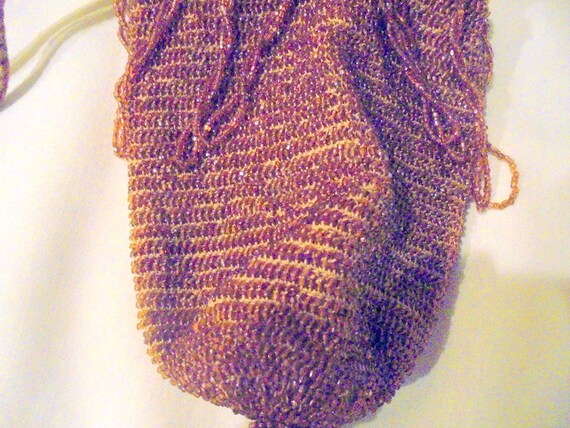 Beaded Gold Flapper Drawstring Evening Purse Free… - image 9
