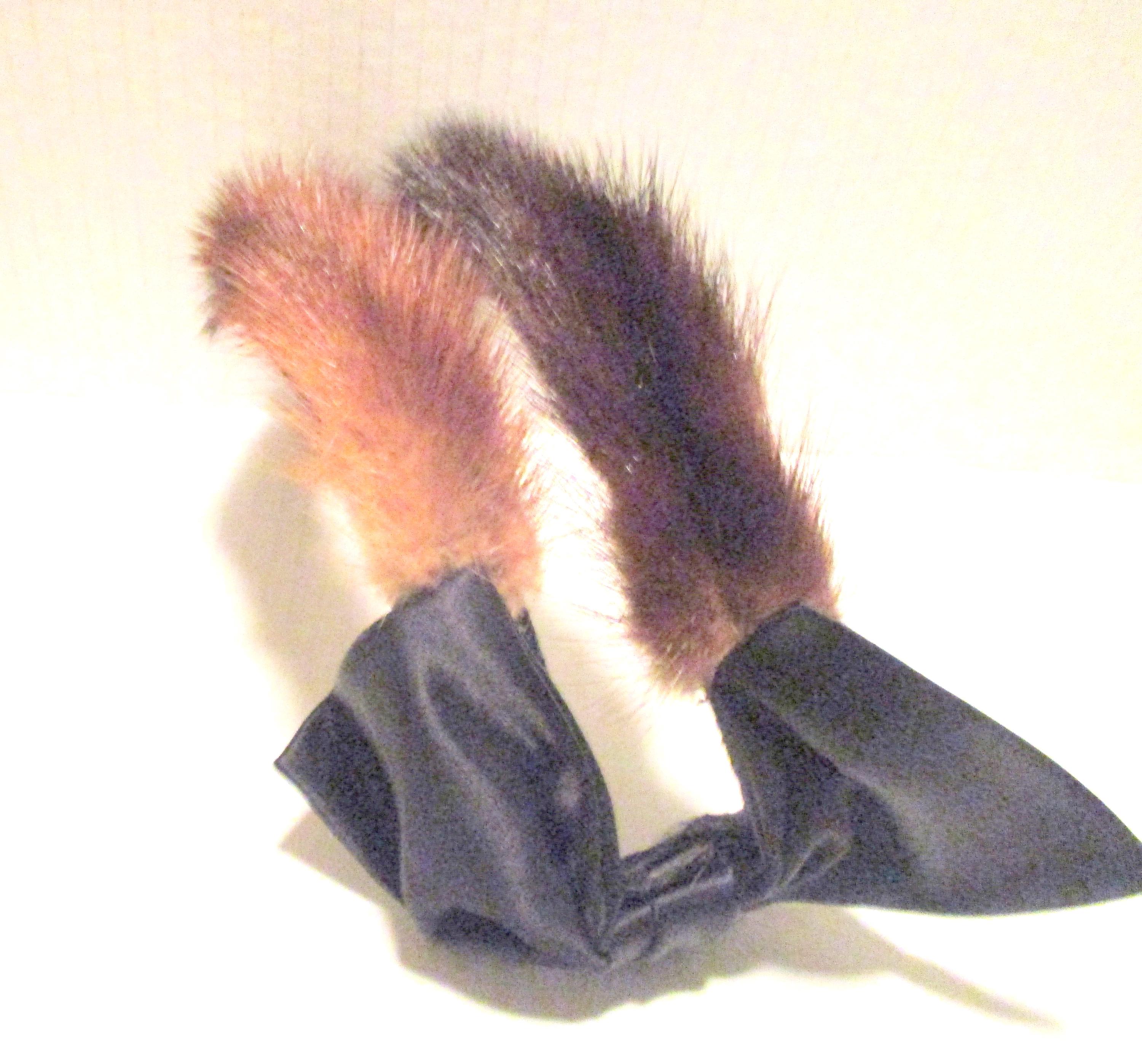 Mink Fascinator Headband Black Satin Bow Vintage - Etsy