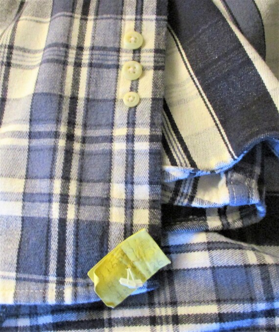 Chemise Vintage Eddie Bauer Années 70 - Flanelle Bleue, Boutons Pression Métal, Taille L