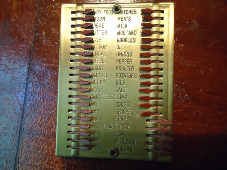 Vintage Metal Grocery Shopping List with Slide Tab Device Etsy