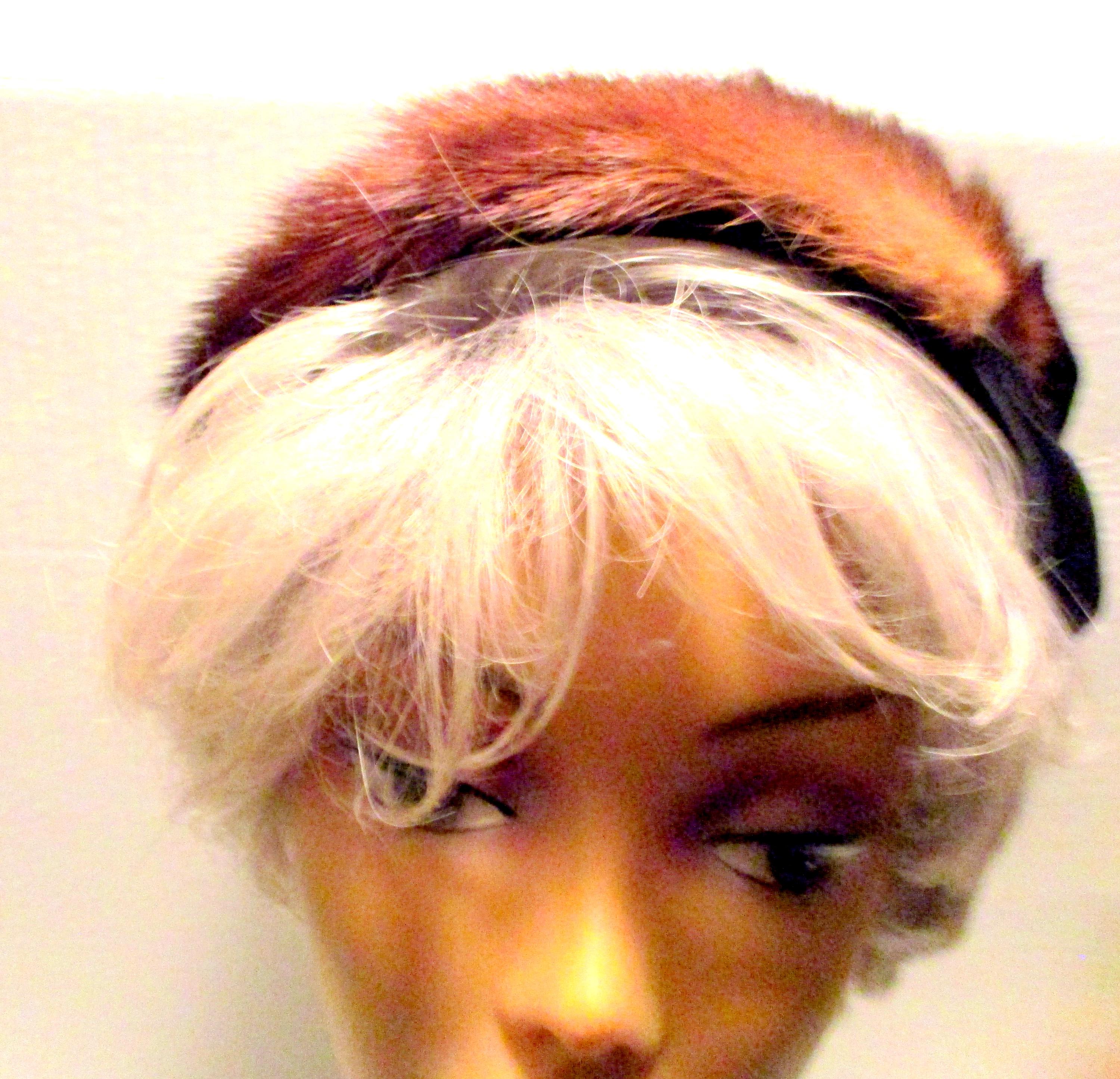 Mink Fascinator Headband Black Satin Bow Vintage - Etsy display picture 2