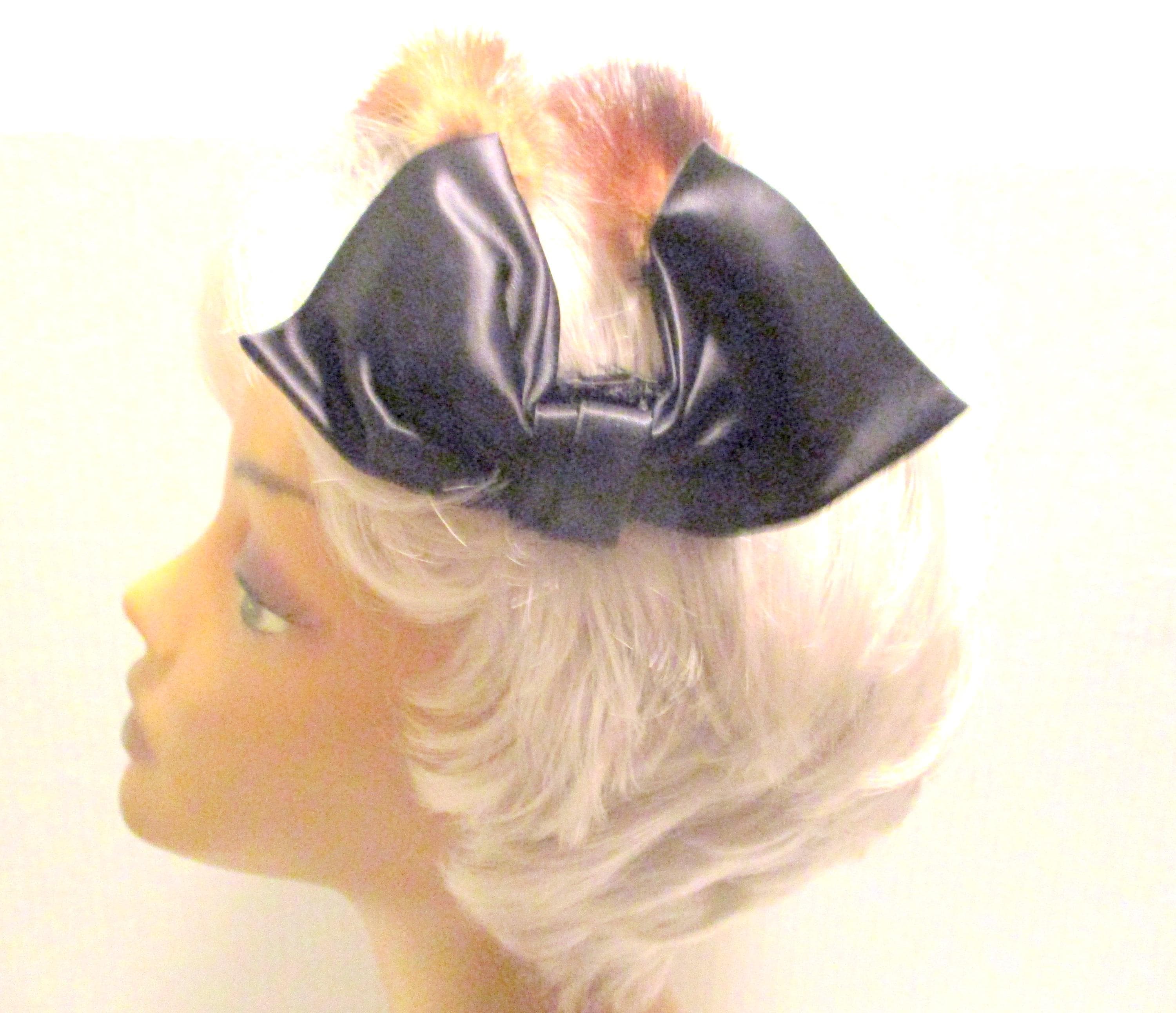 Vintage Brown Genuine Mink Fur Lattice Crown Headband Black Satin Bow Accent Mink Fascinator Headband Black Satin Bow Vintage - Etsy main image 2