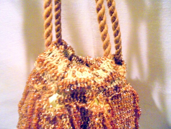 Beaded Gold Flapper Drawstring Evening Purse Free… - image 7