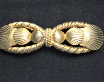 Gold Narrow Stacked Sea Shell 2 Piece Wrap Buckle Women Mimi D N 1982 Great Mimi Din 2 piece gold tone belt buckle shell design 1980 - 2  main image 3