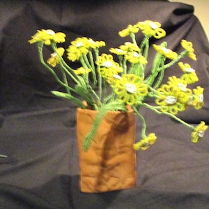 French Beaded Yellow Mini Daisies 14 Flowers on Each Bunch 2 Bunches Available