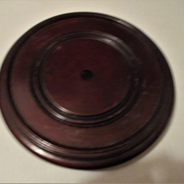 Asian Wood Round Display Stand Base 7.5 Inch Diameter 2 Inches Tall