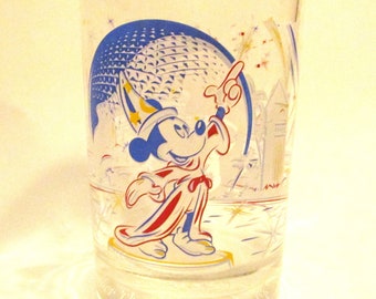 Set Disney World 25th Anniversary "Remember the Magic" Mickey Mouse Drinking Glass Mickey Mouse Epcot Center Set of 4 Glasses 1996