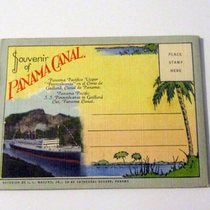 Panamakanal Vintage Farbe Souvenir Postkarte Buch Alte Neuware Nie benutzt 1930er Jahre Kostenloser Versand