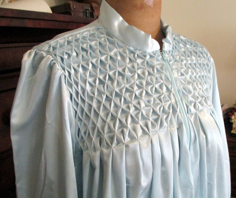 Saybury Nightgown Smocked Night Gown Robe Long Sleeve Pockets Flannel Lined 2 Available One Blue One White