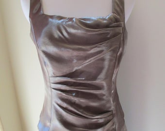 Patra Formal Gown With Jacket Two Piece Brown Bronze Gown with Separate Jacket Gold Leaf Embellisments Size 10