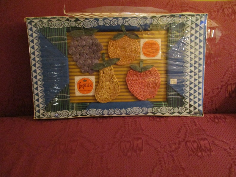 Barth and Dreyfuss California Tropical Place Mat Set Royal Terry of California NOS Original Box Mid Century Tiki Entertaining
