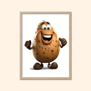 Fun Potato Character Descarga digital Fun Wall Art Vegetal Carácter Descargar Patata Vegetal Personaje de dibujos animados Regalo de jardinería