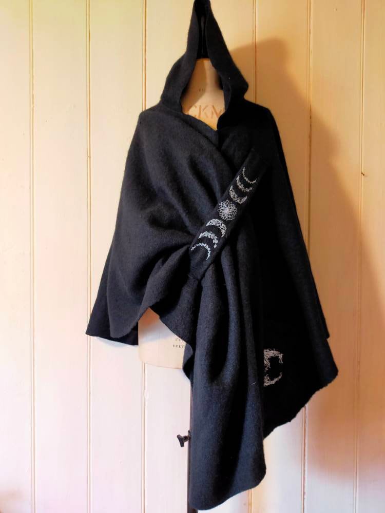 Boiled Wool Hooded Cloak