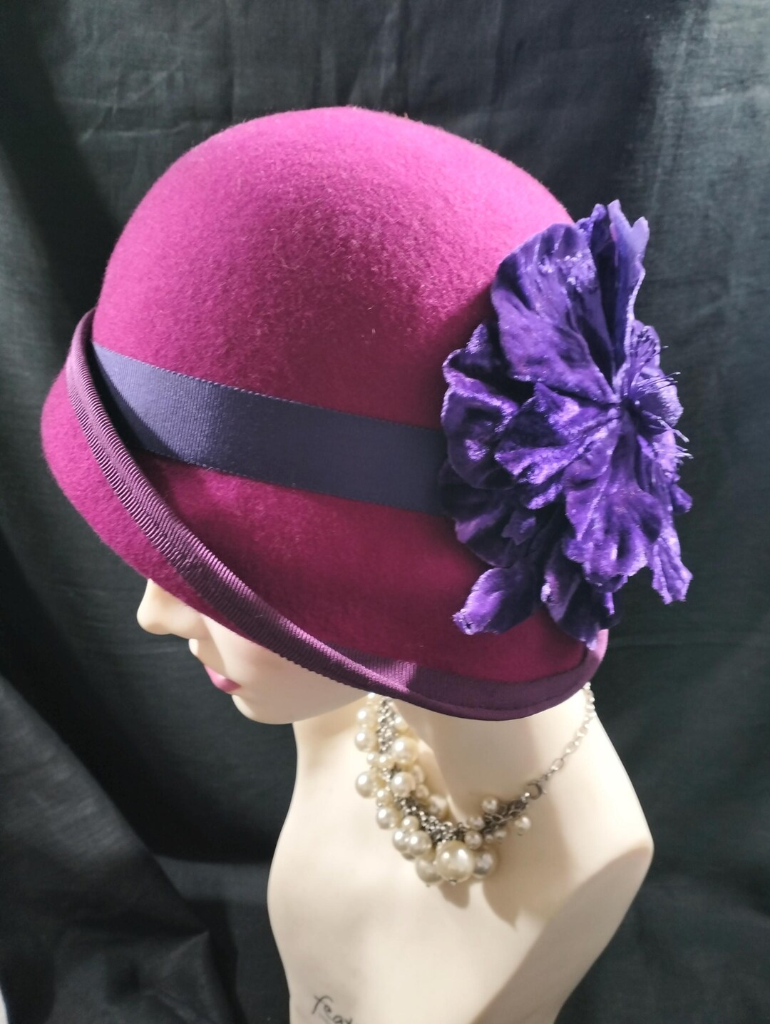 Purple Cloche Hat - Etsy