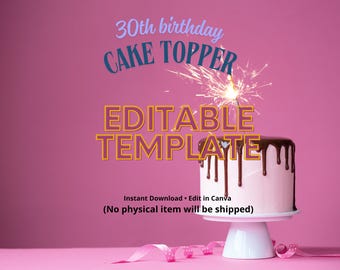 Editable Birthday ID Cake Topper | 30th Birthday Decor (Digital Download)