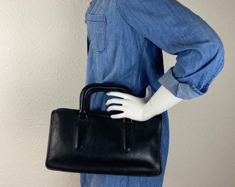 Vintage COACH Slim Satchel Black leather bag Made in New York USA EVC