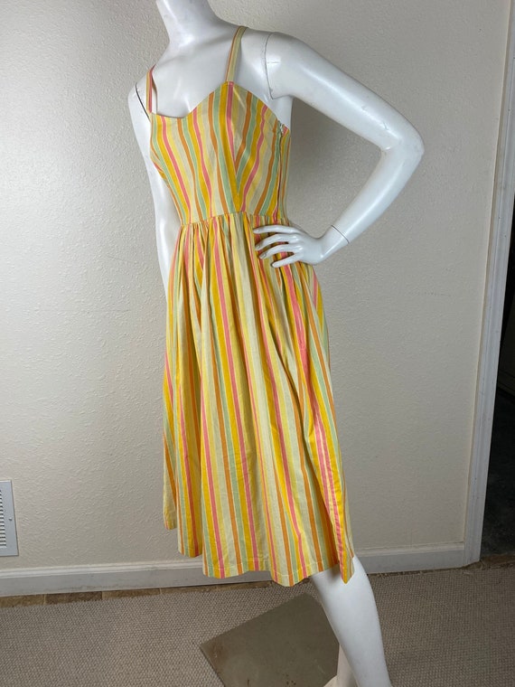 VTG  90s Laura Ashley UK yellow green pink striped