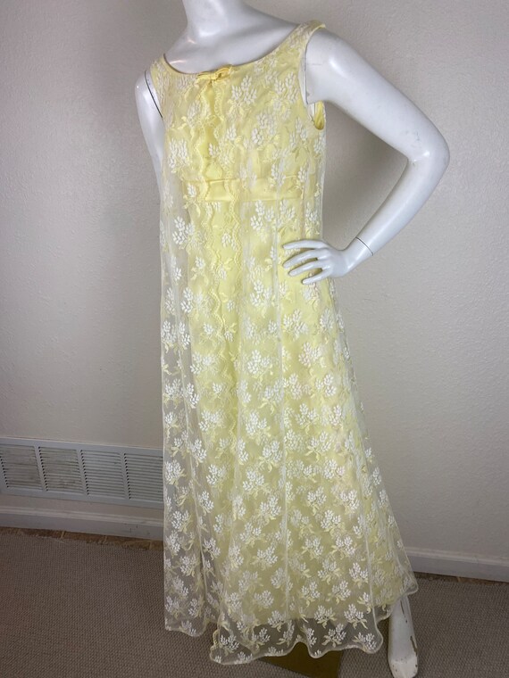 70’s Empire Yellow white floral formal maxi size 6