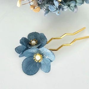 Turquoise Hydrangea Dried Hairpin - Hydrangea Resin Flower Hair Pin - Preserved Flower hair accessories - Bridal Headpiece - Wedding Hairpin
