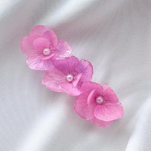 Elegant Dried Flower Barrette - Pink Hydrangea Hair clip - Resin Hairclip - Preserved Hydrangea Flower Hair Clip - Bridal Hair accessories