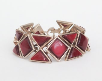 Ruby Red Thermoset Beaded Link Bracelet