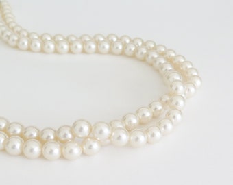 Double Strand Faux Pearl Long Necklace